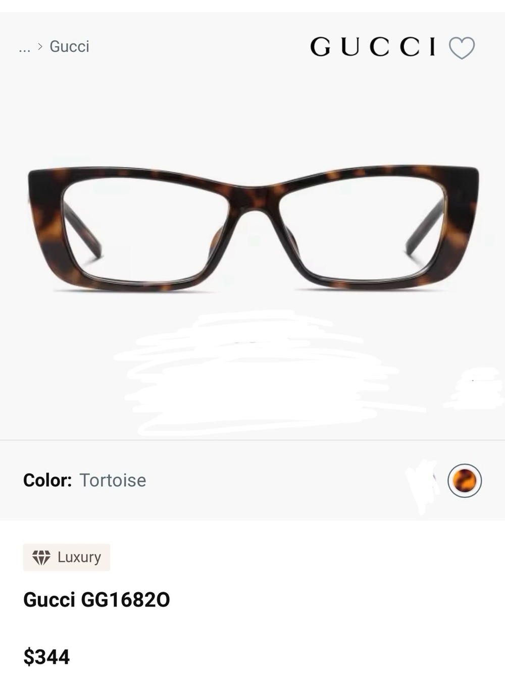 New Gucci Tortoise Rectangular Women's Optical Glasses Frame
